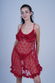 AXTZH 1-piece sexy nightwear X0333-SCARLET-F1N