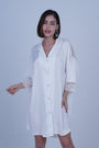 AXTZH Relaxed Fit Nightwear for Women with Shirt Collar and Soft Satin Finish X2654-IVORY-G1S