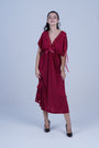 AXTZH Elegant Long Nightwear for Women with Delicate Lace Detailing and Flowing Silhouette X2501-MERLOT-F2M