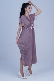 AXTZH Elegant Long Nightwear for Women with Delicate Lace Detailing and Flowing Silhouette X2501-FF-F2M
