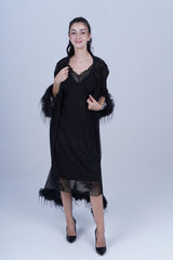 AXTZH Sheer Elegance Two-Piece Nightwear Set for Women X4254-BLACK-F11N