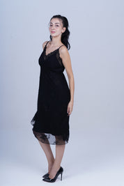 AXTZH Sheer Elegance Two-Piece Nightwear Set for Women X4254-BLACK-F11N