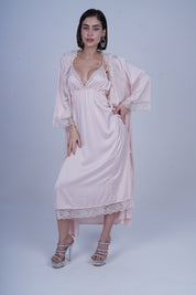 AXTZH Romantic Long Robe and Inner Slip Nightwear Set Crafted for Comfort and Sophistication X2339-PEARL-F22S