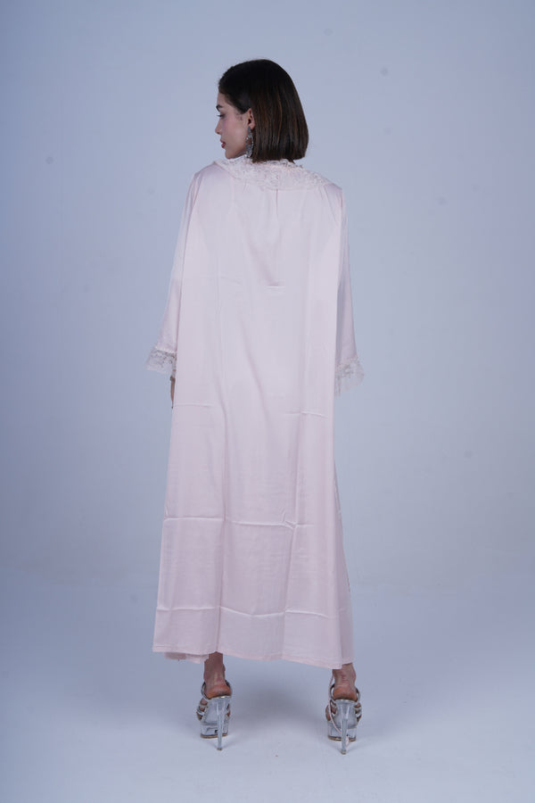 AXTZH Romantic Long Robe and Inner Slip Nightwear Set Crafted for Comfort and Sophistication X2339-PEARL-F22S