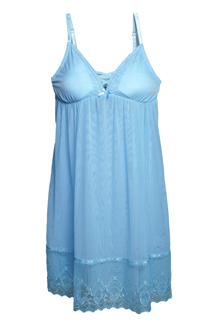 AXTZH SBLUE Lace Trim Nightwear Slip  X0265-SBLUE-F1N