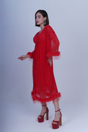 AXTZH Sheer Elegance Two-Piece Nightwear Set for Women X4254-CRIMSON-F11N