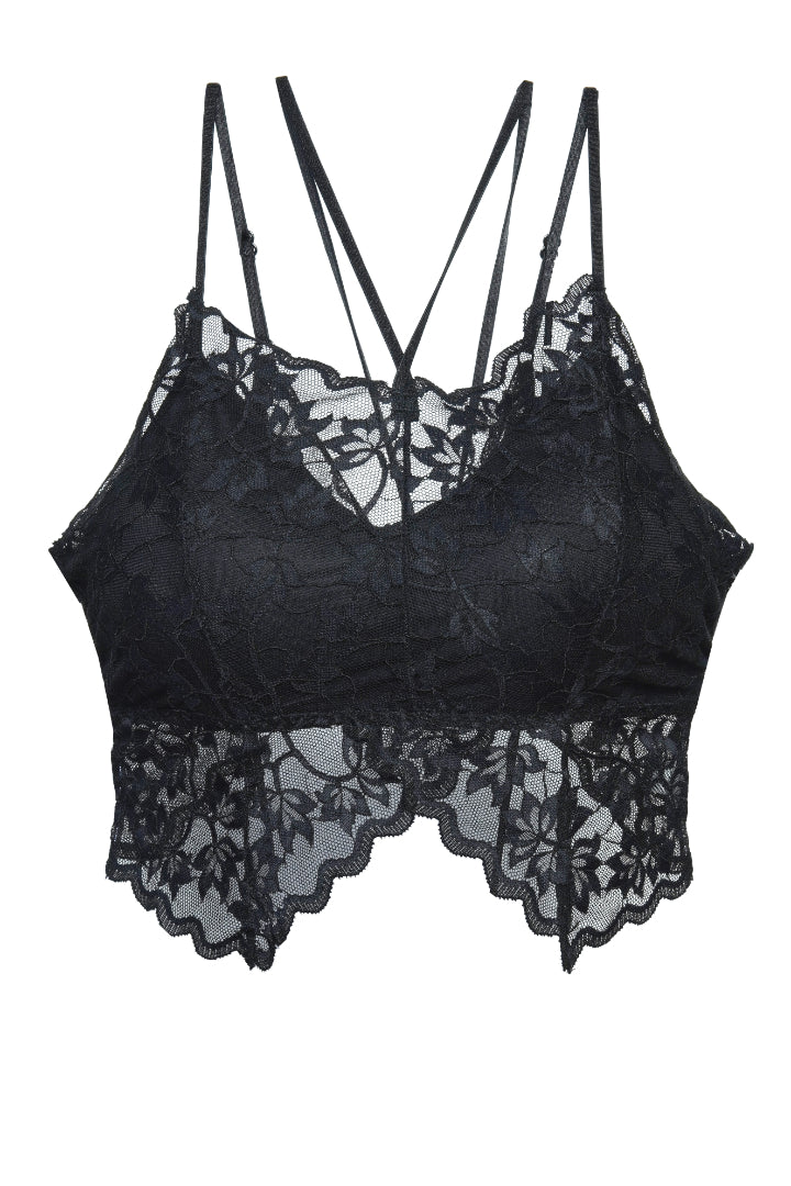 AXTZH FLORAL LACE BRIDAL BRALETTE TOP X2325-BLACK-CN124