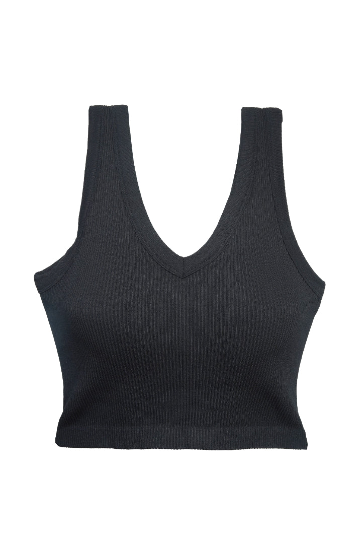 AXTIZH Women’s Ribbed Seamless Cami Bra  X0009-BLACK-CV007