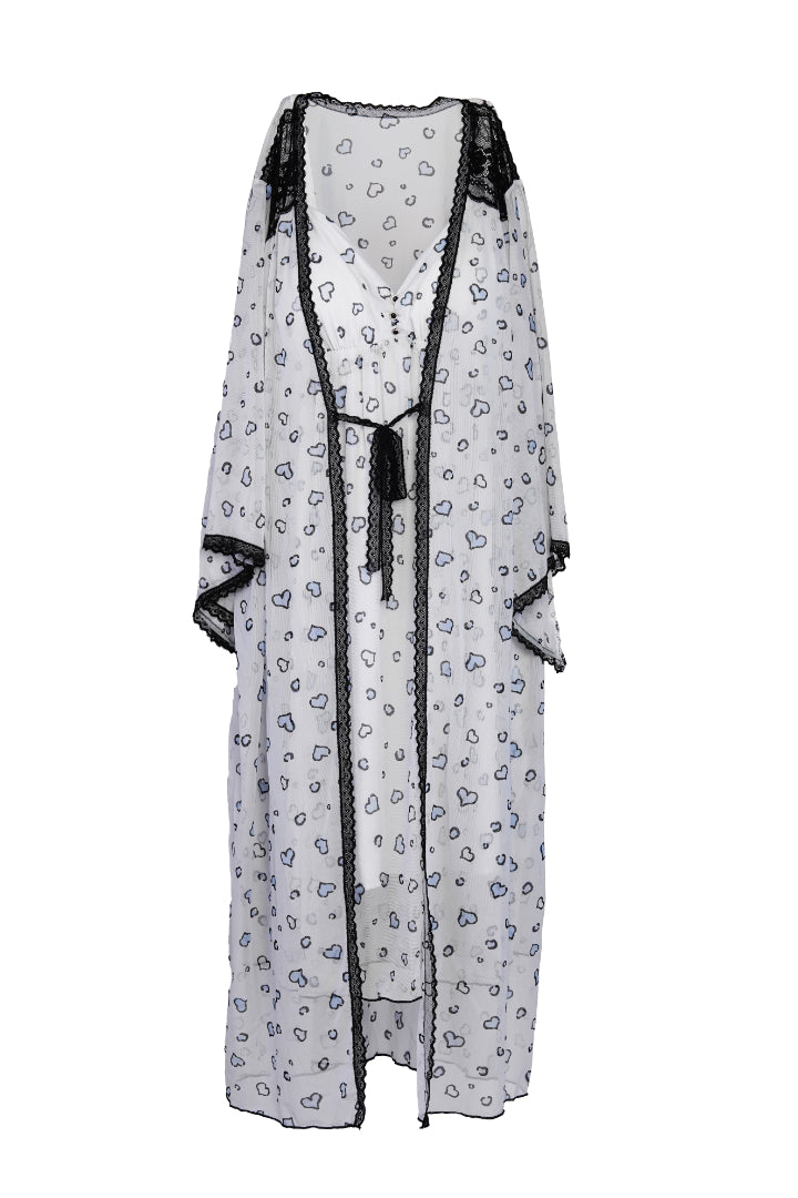 AXTZH 2-Piece Nightwear Set – White & Black Lace Detail X0285-ICEPR-F11N