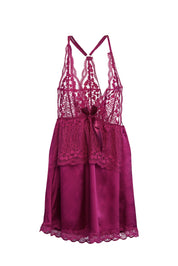 AXTZH 3-Piece Lace Trim Nightwear Set for Women X5523-CERISE-F11S