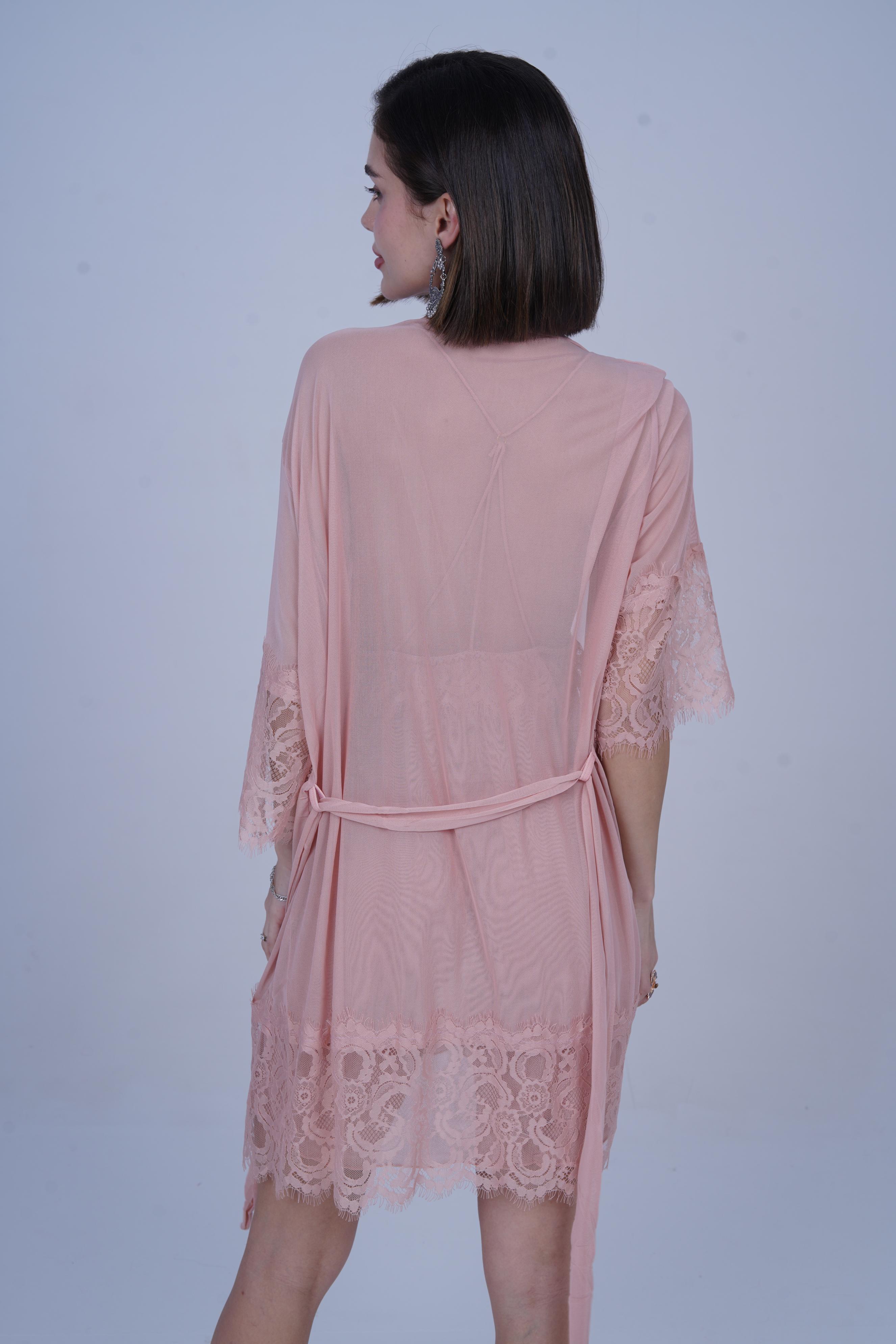 AXTZH Women’s 2 Piece Nightwear Set with Sheer Robe and Slip Dress X8806-APRICOT-F11N