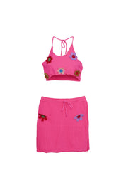 AXTZH Crochet Halter Crop & Skirt Beachwear Set X2919-NPNPR-BW2PF