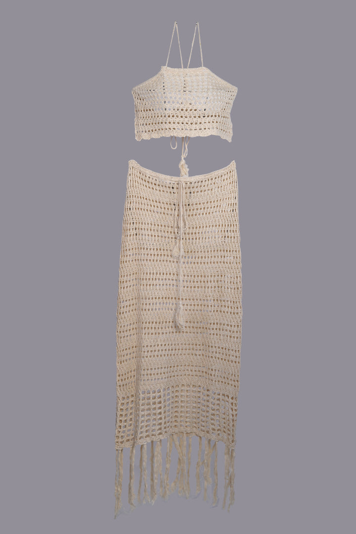 AXTZH Crochet-Inspired 2-Piece Beachwear Lingerie Set  X2534-IVORY-BW2PF