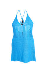 AXTZH blue Crochet Bridal Nightwear Dress X0047-BLUE-SNGA1