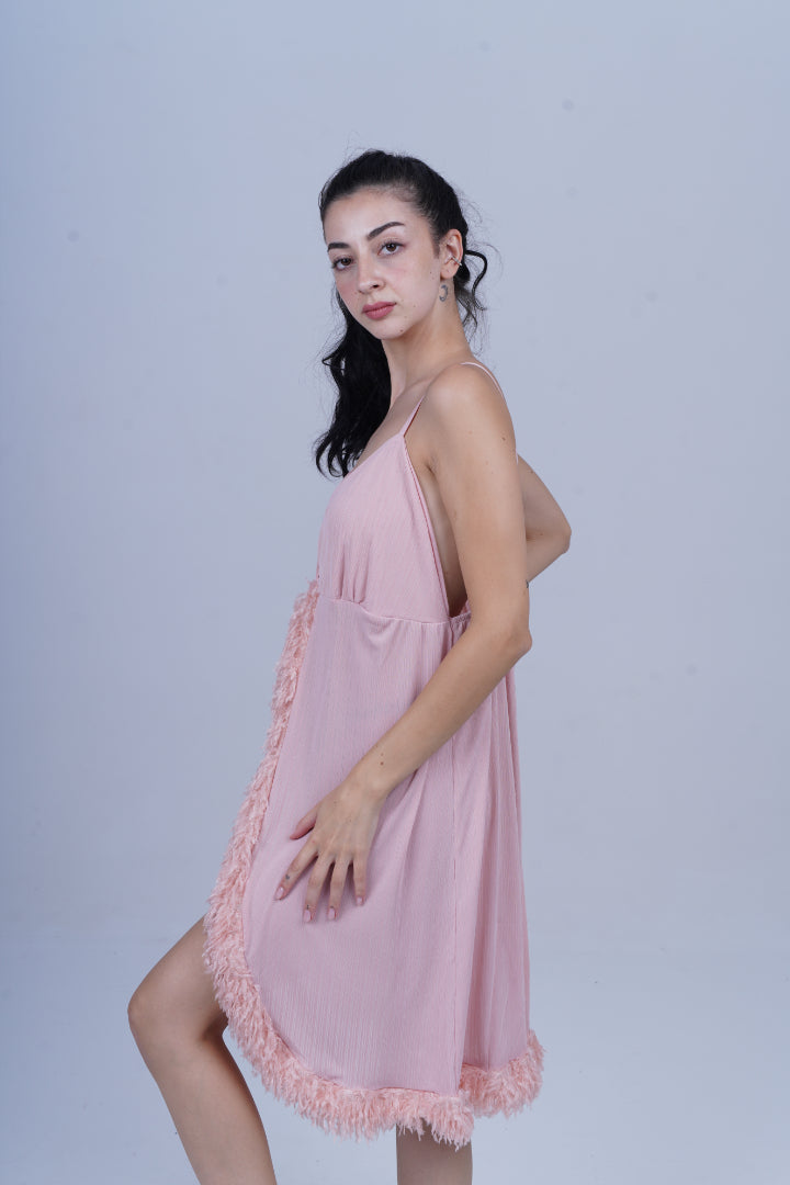 AXTZH Luxury Nightwear for Women with Sensual Fit and Intricate Edge Finishes X2424-BLUSH-F1L