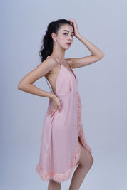 AXTZH Luxury Nightwear for Women with Sensual Fit and Intricate Edge Finishes X2424-BLUSH-F1L
