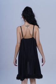 AXTZH Luxury Nightwear for Women with Sensual Fit and Intricate Edge Finishes X2424-BLACK-F1L