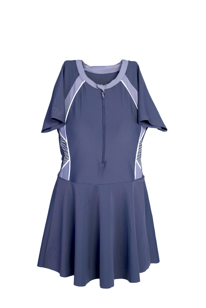 AXTZH Streamline Splash One-Piece Swim Dress X5057-SGREY-WFFZ5