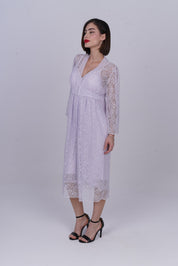 AXTZH Two-Piece Nightwear Set for Women with Elegant Robe and Inner Slip Dress X0260-LILAC-F12N