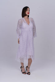 AXTZH Two-Piece Nightwear Set for Women with Elegant Robe and Inner Slip Dress X0260-LILAC-F12N