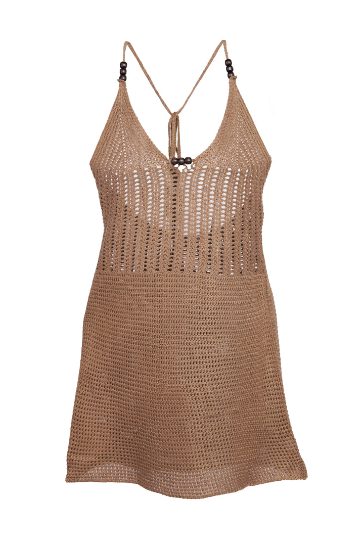 AXTZH choco Crochet Bridal Nightwear Dress X0047-CHOCO-SNGA1