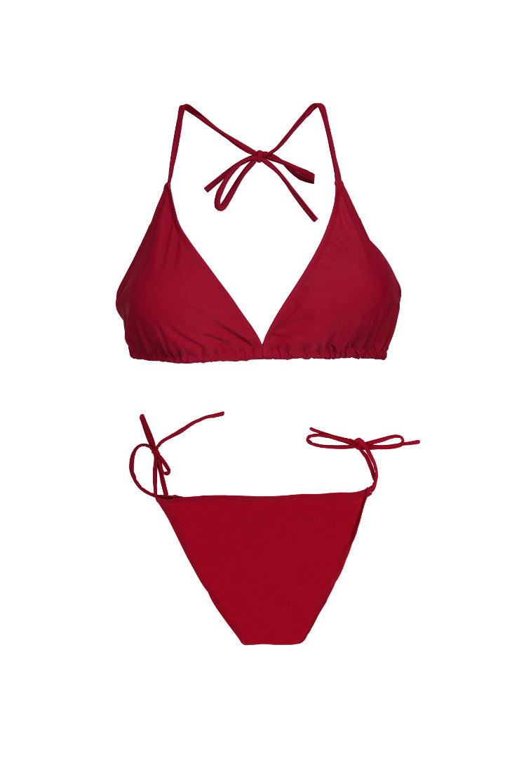 AXTZH Tie-Up Bikini SWIMWEAR Set-SCARLET-2PB