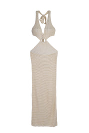 AXTZH White Crochet Halter Beachwear Dress X0105-WHITE-BW1PF