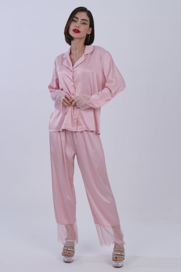 AXTZH Dreamscape Satin Set Nightwear X0139-BLUSH-C2S