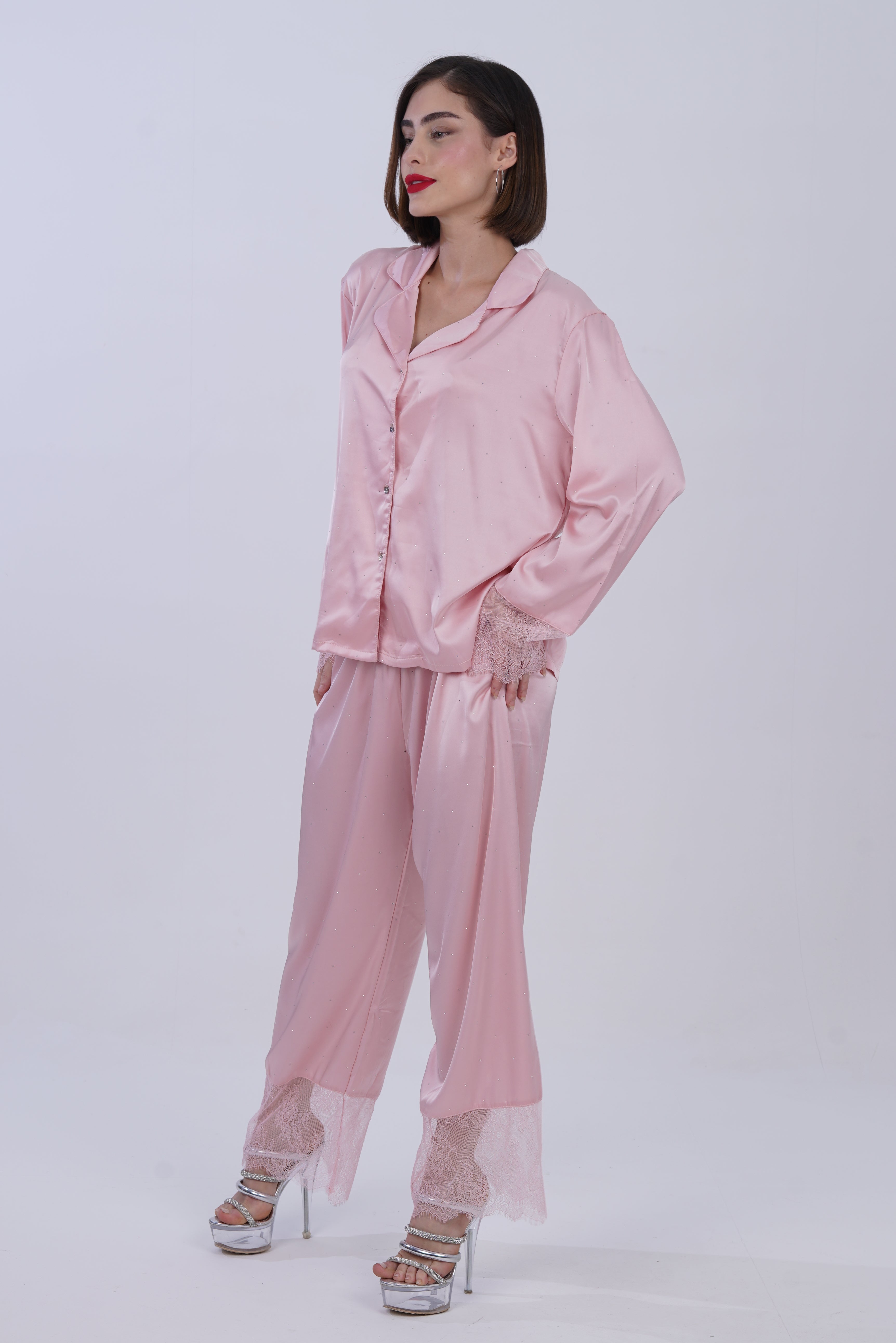 AXTZH Dreamscape Satin Set Nightwear X0139-BLUSH-C2S