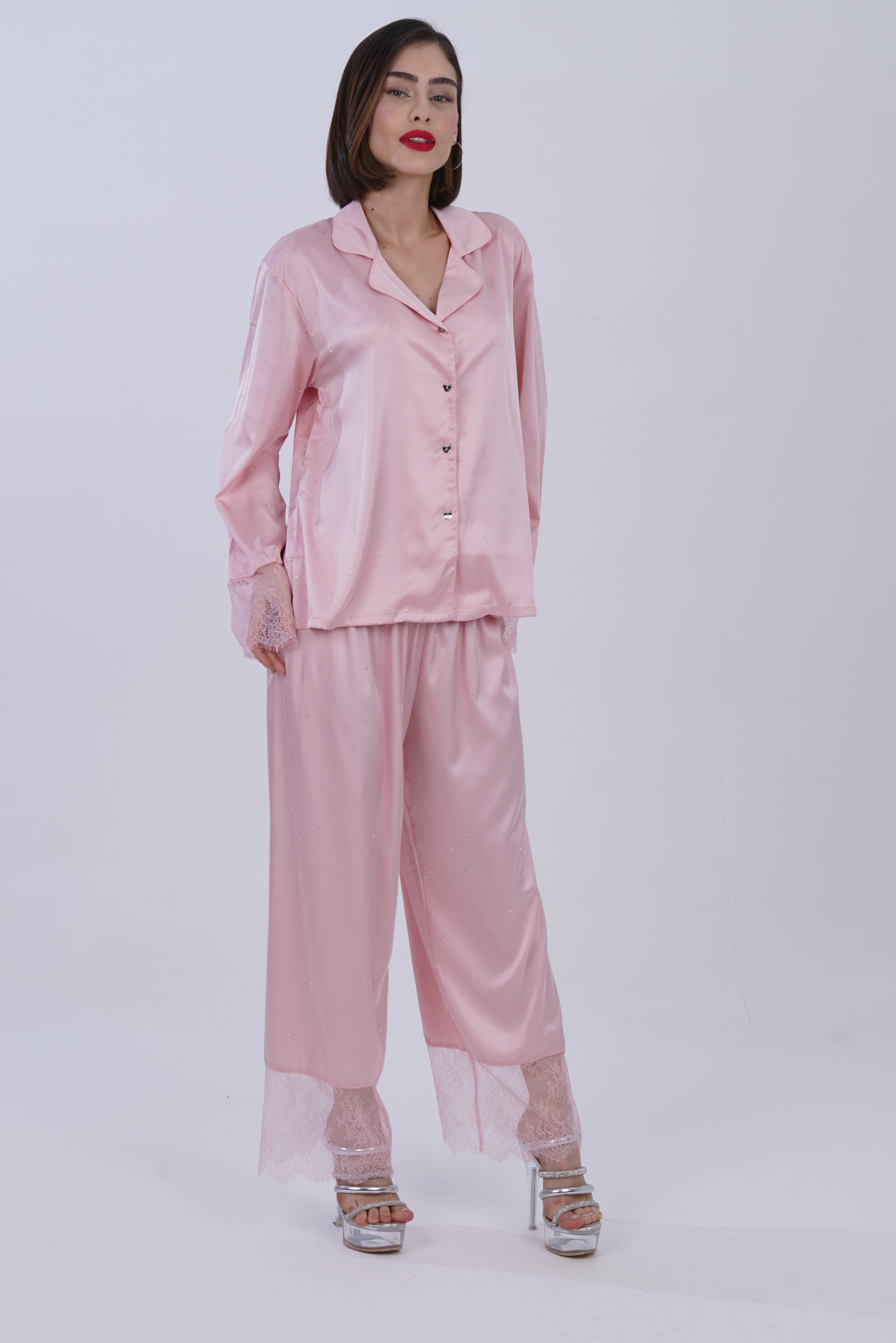 AXTZH Dreamscape Satin Set Nightwear X0139-BLUSH-C2S