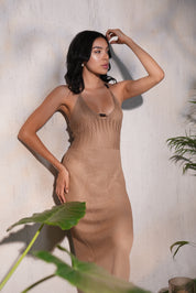 AXTZH choco Crochet Bridal Nightwear Dress X0047-CHOCO-SNGB1