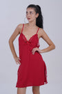 AXTZH Elegant 2-Piece Nightwear Featuring Lace Overlay and Soft Fit X3062-SCARLET-F1L