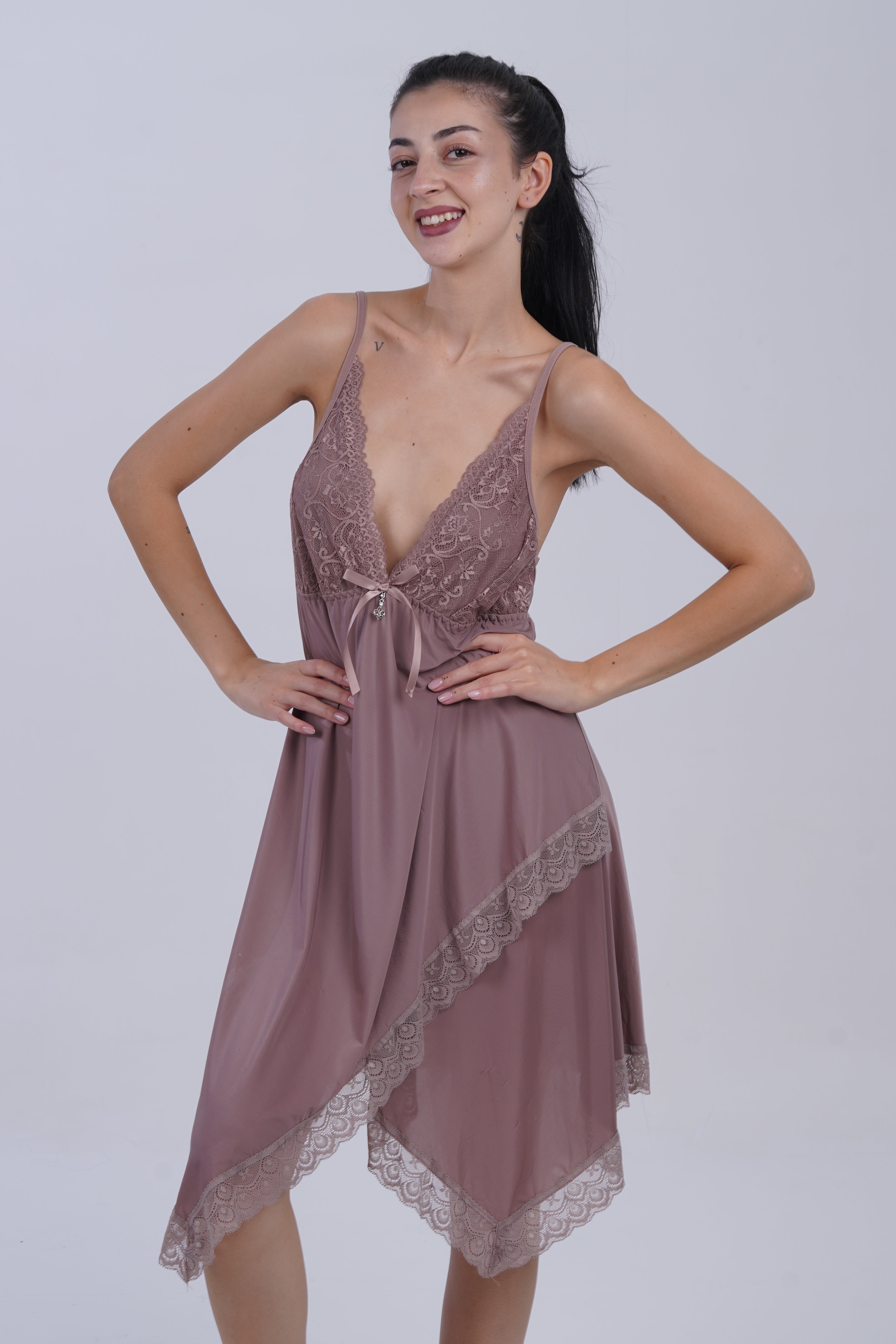 AXTZH Women’s Nightwear with Lace Accents and Soft Flowing Silhouette X3489-FF-F1M