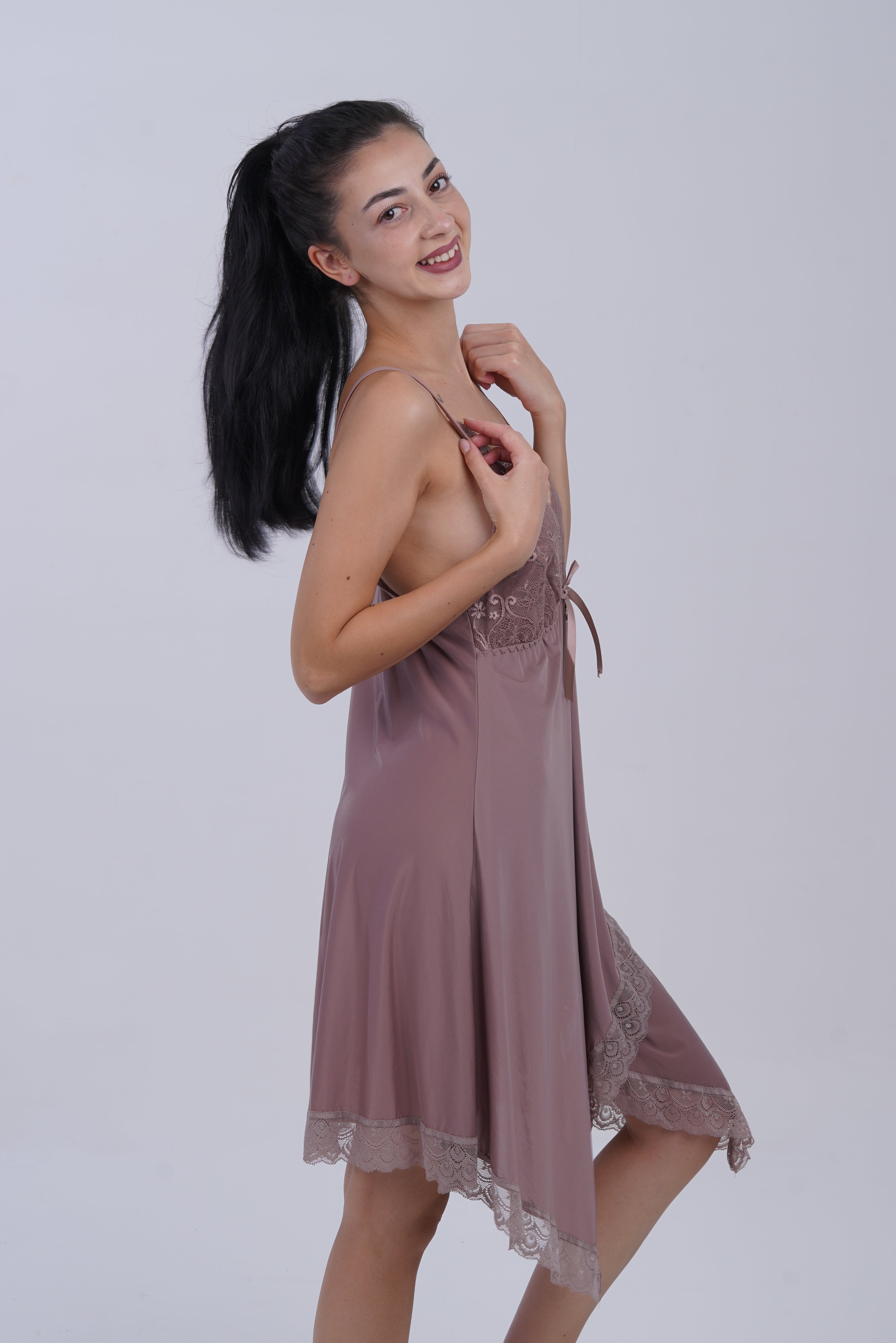 AXTZH Women’s Nightwear with Lace Accents and Soft Flowing Silhouette X3489-FF-F1M