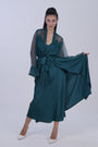 AXTZH Two-Piece Nightwear for Women with Full-Length Sheer Robe and Inner Dress X2168-BGREEN-F22S