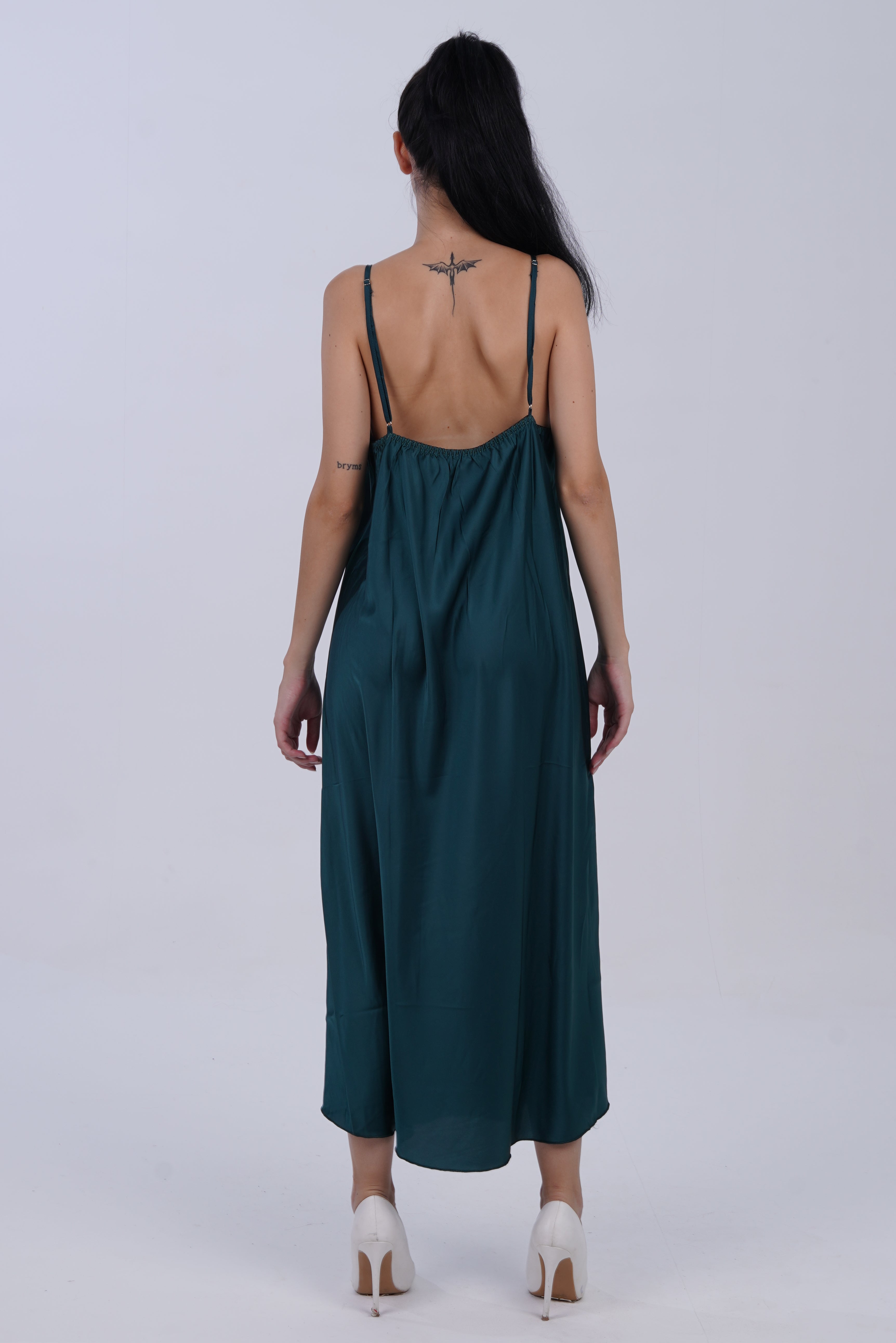 AXTZH Two-Piece Nightwear for Women with Full-Length Sheer Robe and Inner Dress X2168-BGREEN-F22S