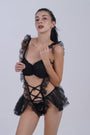 AXTZH One-piece lace bodysuit nightwear designed for a flattering, elegant look X8464-BLACK-BS1P