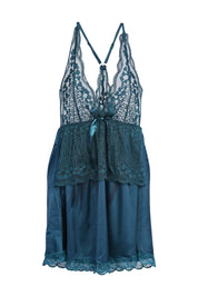 AXTZH3-Piece Lace Trim Nightwear Set for Women X5523-TEAL-F11S
