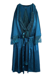 AXTZH3-Piece Lace Trim Nightwear Set for Women X5523-TEAL-F11S