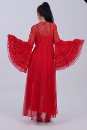 AXTZH Sheer Elegance Two-Piece Nightwear Set for Women X4025-CRIMSON-F22N