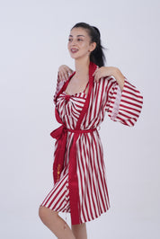 AXTZH Elegant Two-Piece Nightwear Ensemble with Coordinated Dress and Belted Robe X0589-SCAST-F11S
