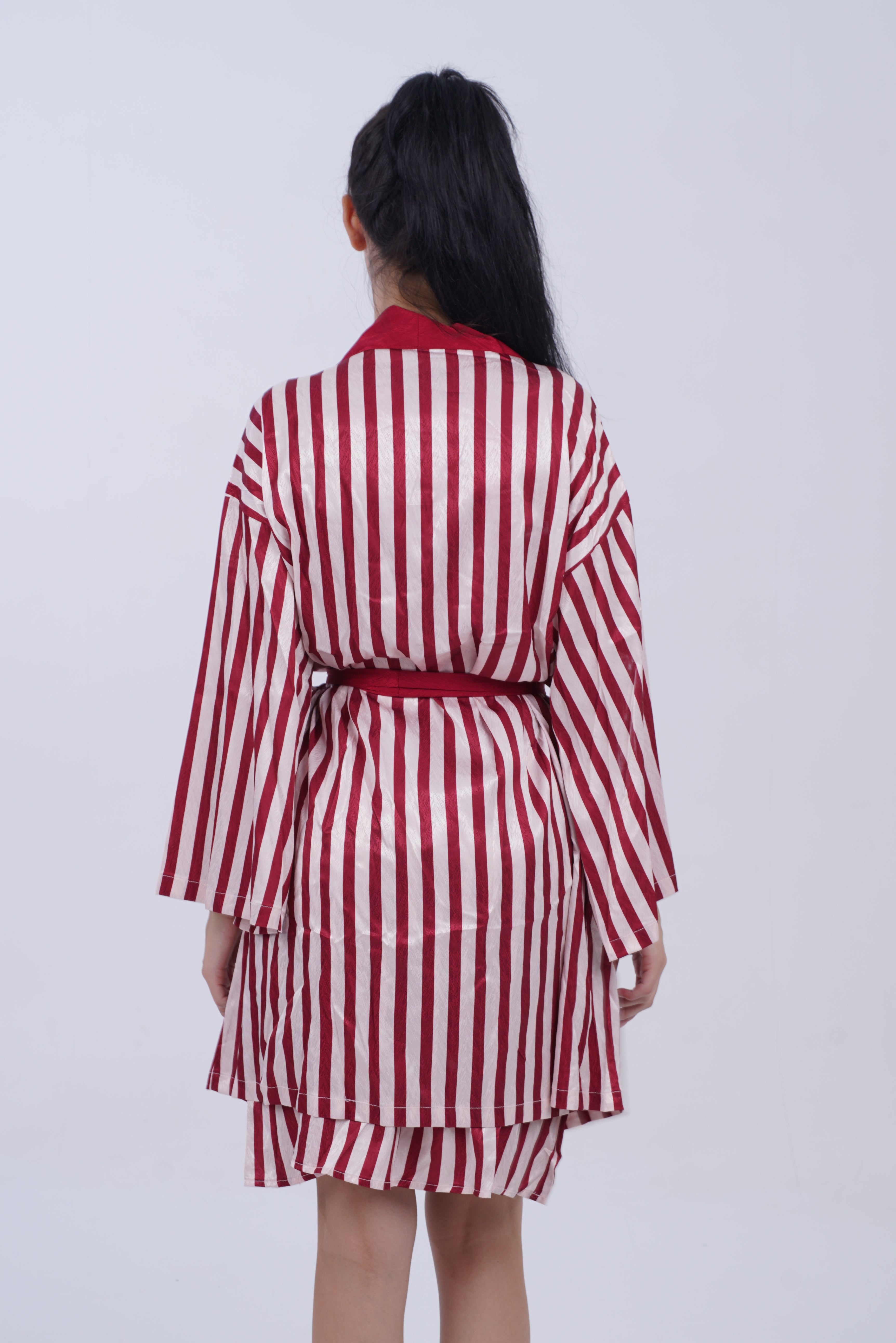 AXTZH Elegant Two-Piece Nightwear Ensemble with Coordinated Dress and Belted Robe X0589-SCAST-F11S