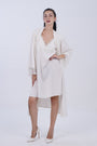 AXTZH 2-Piece Satin Nightwear Set with Lace Detail and Matching Robe for Women X2503-IVORY-F12S