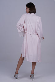 AXTZH 2-Piece Satin Nightwear Set with Lace Detail and Matching Robe for Women X2503-BLUSH-F12S