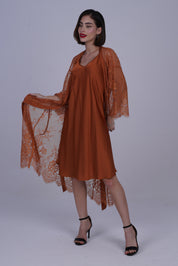 AXTZH Two-Piece Women’s Nightwear Collection Combining Timeless Elegance with Sensual Charm X2105-TERRACOTTA-F12S