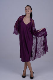 AXTZH Two-Piece Women’s Nightwear Collection Combining Timeless Elegance with Sensual Charm X2105-MULBERRY-F12S