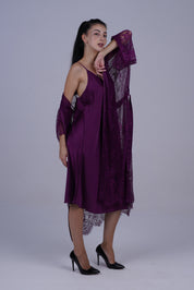 AXTZH Two-Piece Women’s Nightwear Collection Combining Timeless Elegance with Sensual Charm X2105-MULBERRY-F12S
