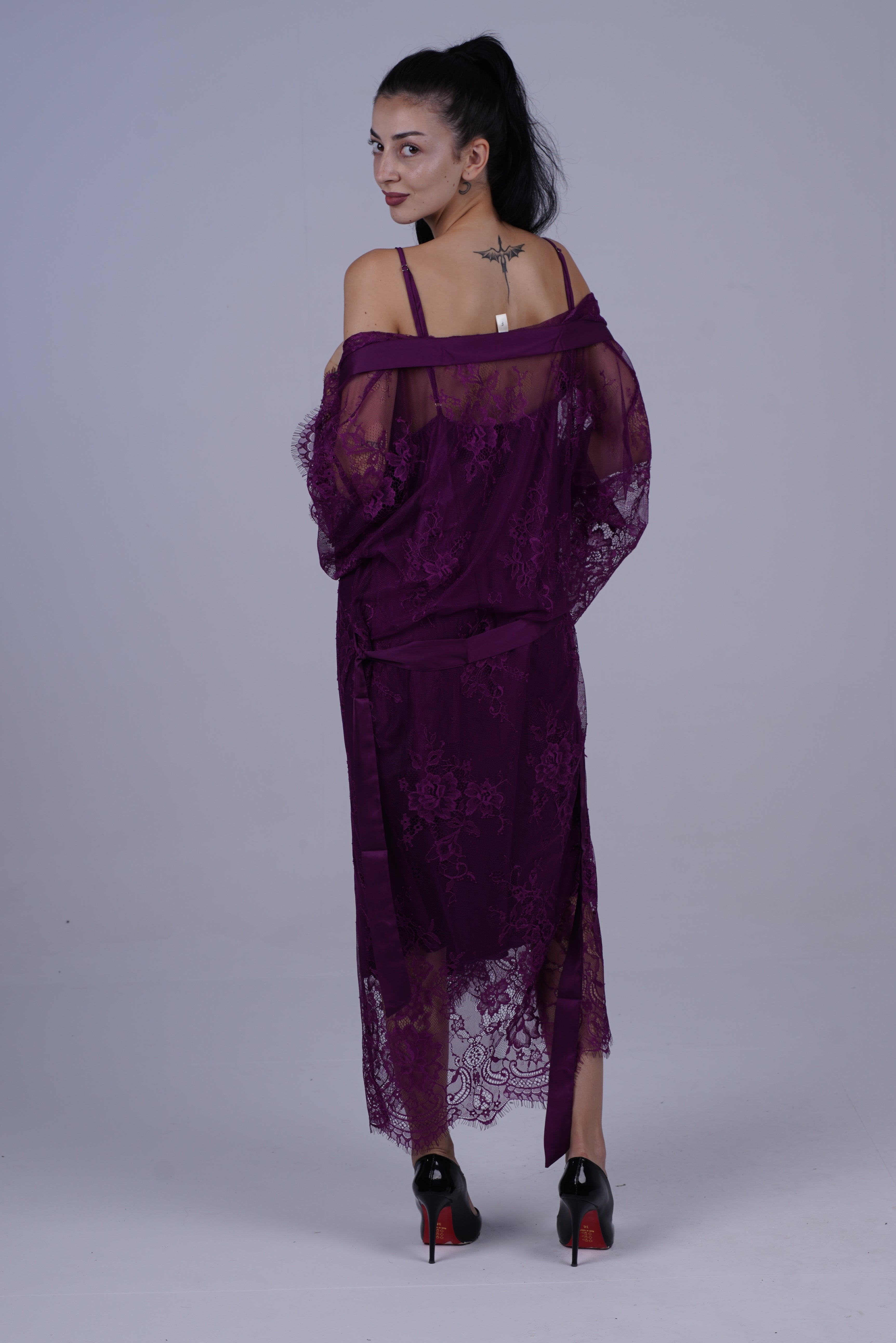 AXTZH Two-Piece Women’s Nightwear Collection Combining Timeless Elegance with Sensual Charm X2105-MULBERRY-F12S