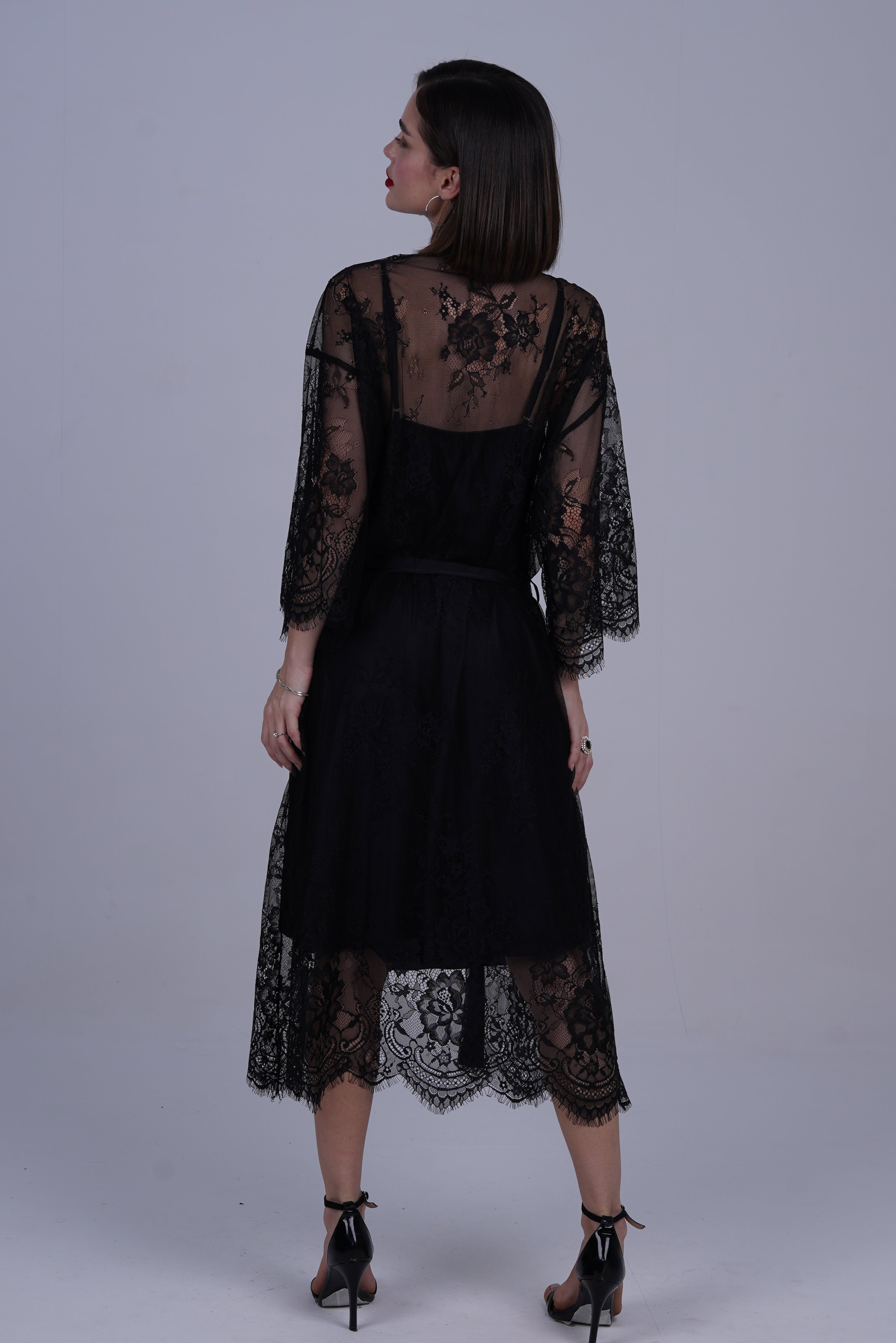 AXTZH Two-Piece Women’s Nightwear Collection Combining Timeless Elegance with Sensual Charm X2105-BLACK-F12S