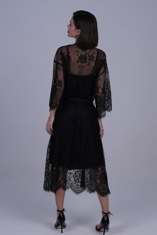 AXTZH Two-Piece Women’s Nightwear Collection Combining Timeless Elegance with Sensual Charm X2105-BLACK-F12S